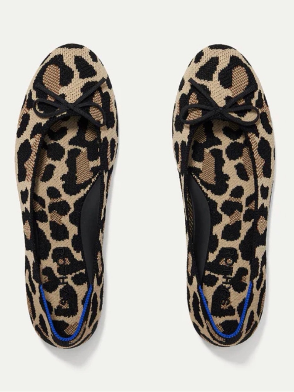 Rothy’s Leopard Print Knit Ballet Flats - Black & Tan